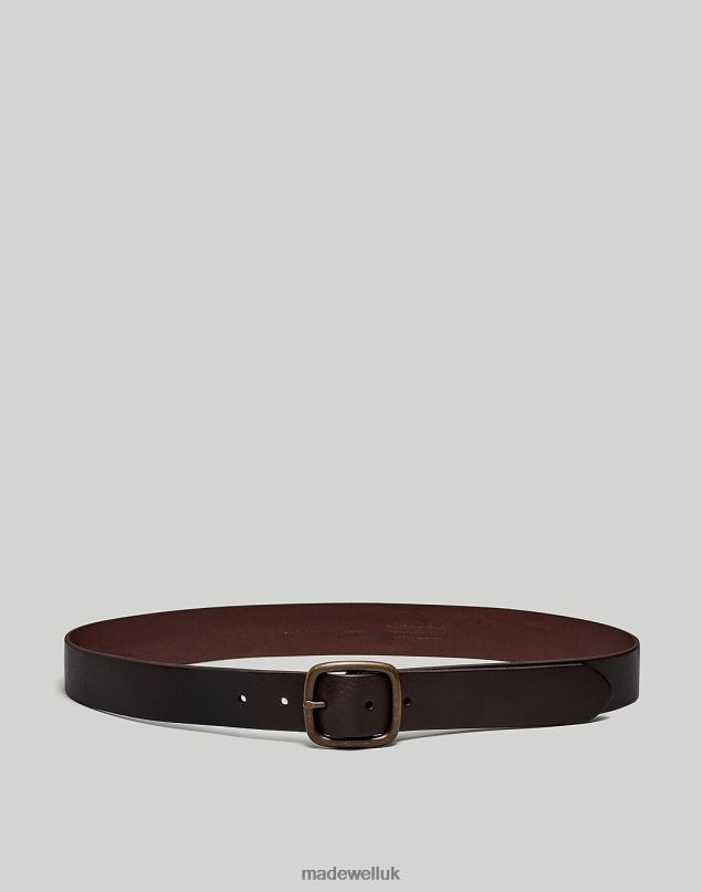 Madewell Men Leather Center-Bar Belt Accessories Dark Coffee 8P48615