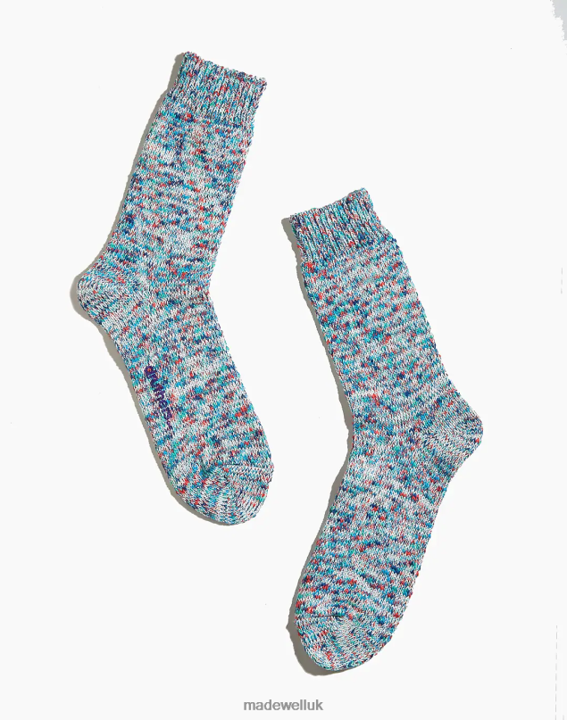 Madewell Men Druthers Organic Cotton Tie-Dye Crew Socks Accessories Blue Multi 8P486471