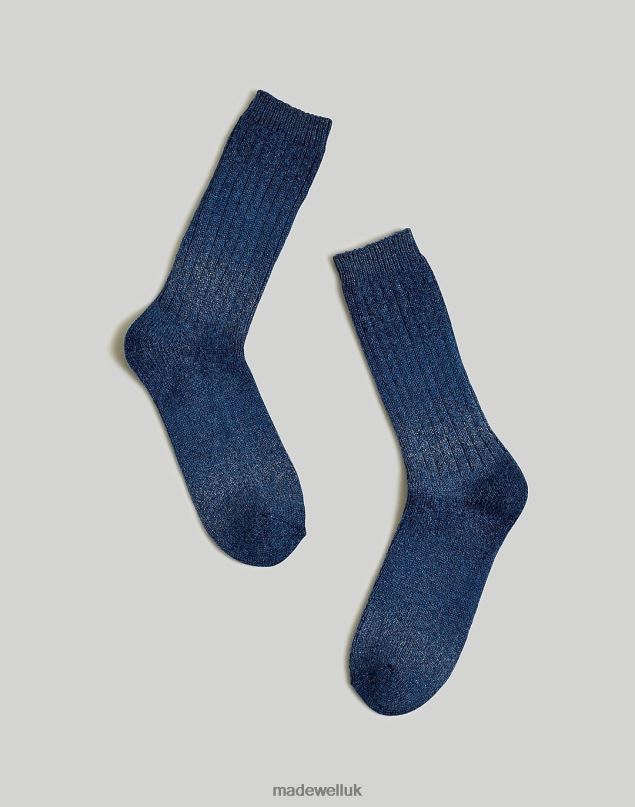 Madewell Men Space-Dyed Crew Socks Accessories Deep Indigo 8P48648