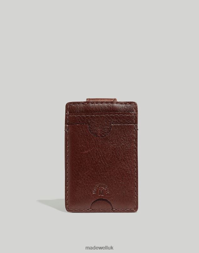 Madewell Men Leather Card Case with Magnet Accessories Rich Brown 8P48666