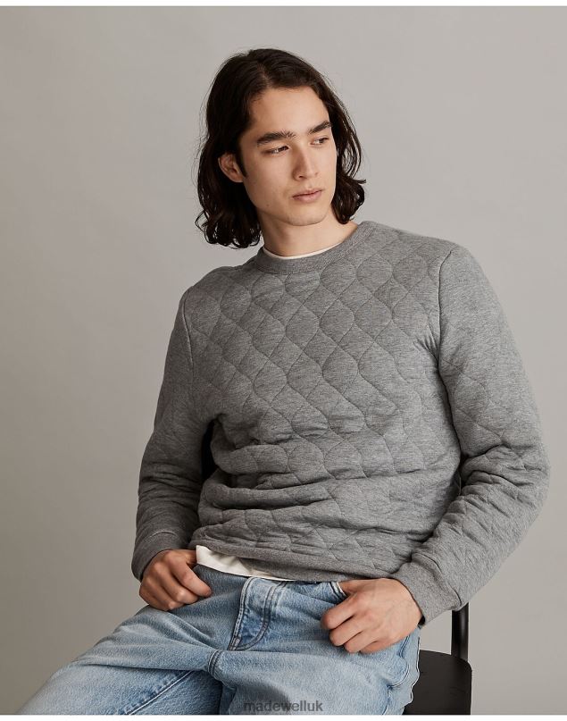 Madewell Men Quilted Sweatshirt Clothing Hthr Grey 8P486620