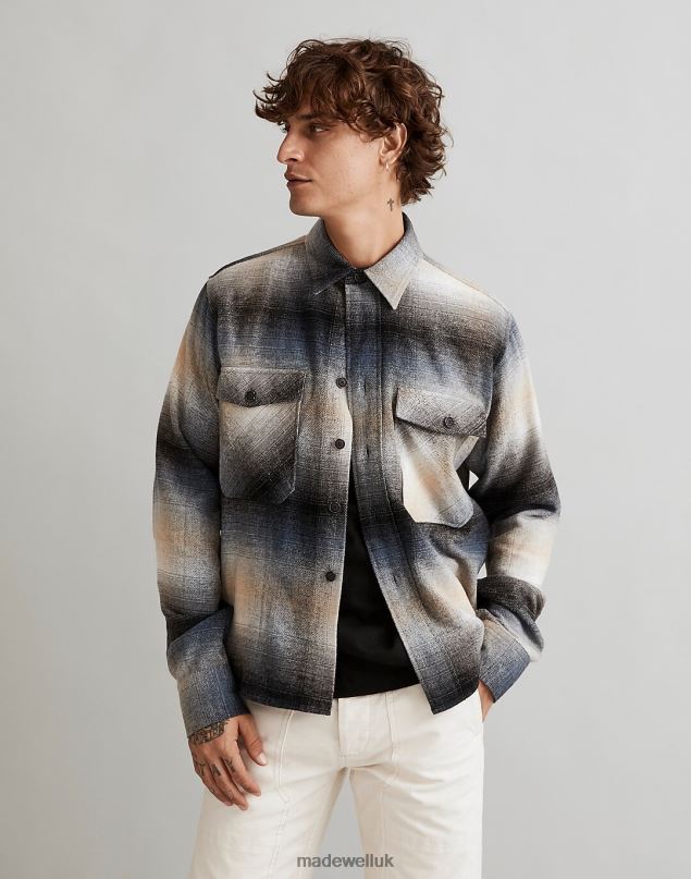 Madewell Men Corridor Ombre Plaid Kingston Jacket Clothing Brown 8P486435