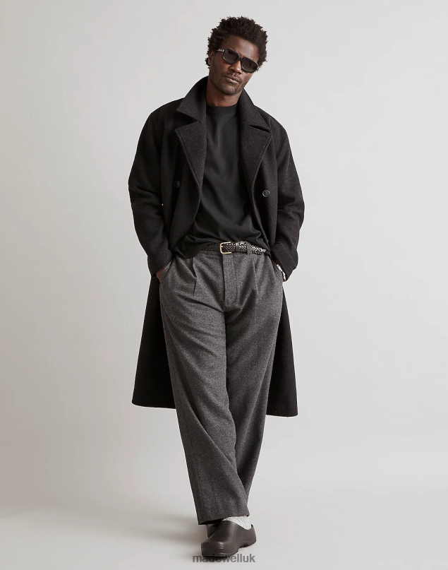 Madewell Men Double-Breasted Topcoat in Italian Fabric Clothing Almost Black 8P486100