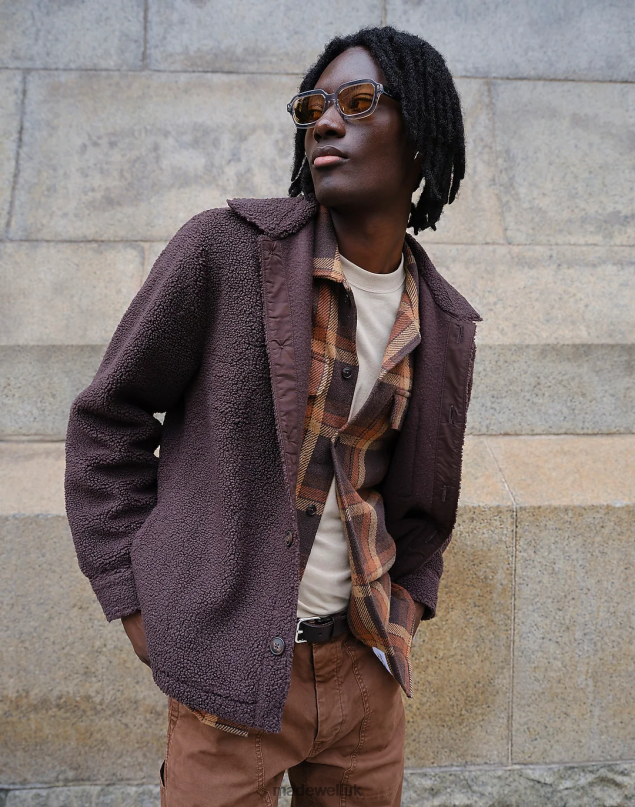 Madewell Men Fleece Shirt-Jacket Clothing Dark Roast 8P486121