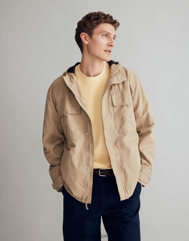 Madewell Men Hooded Utility Jacket Clothing Driftwood 8P486114