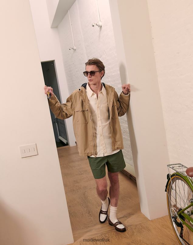 Madewell Men Hooded Utility Jacket Clothing Driftwood 8P486114