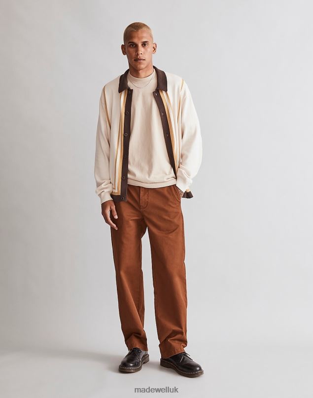 Madewell Men Button-Up Long-Sleeve Sweater Polo Clothing Roasted Chicory 8P486230