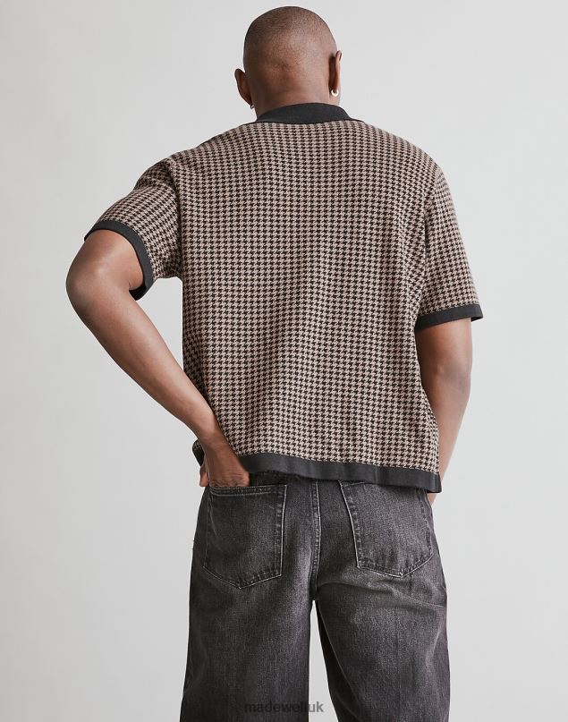 Madewell Men Button-Up Short-Sleeve Sweater Polo Clothing True Black 8P486237