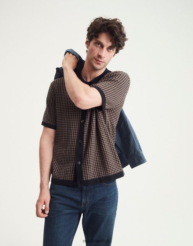 Madewell Men Button-Up Short-Sleeve Sweater Polo Clothing True Black 8P486237