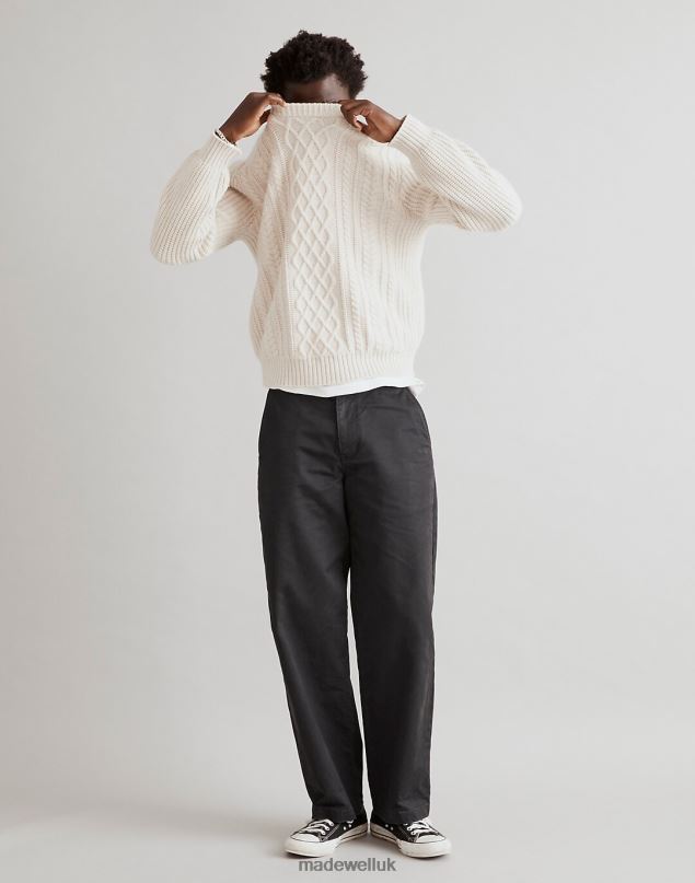 Madewell Men Cabled Crewneck Sweater Clothing Heather Light Sand 8P486334