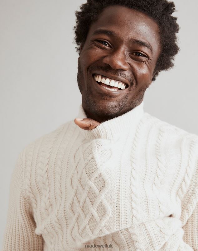 Madewell Men Cabled Crewneck Sweater Clothing Heather Light Sand 8P486334