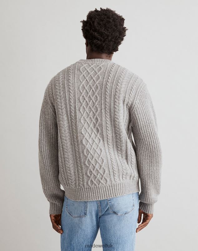 Madewell Men Cabled Crewneck Sweater Clothing Hthr Grey 8P486333