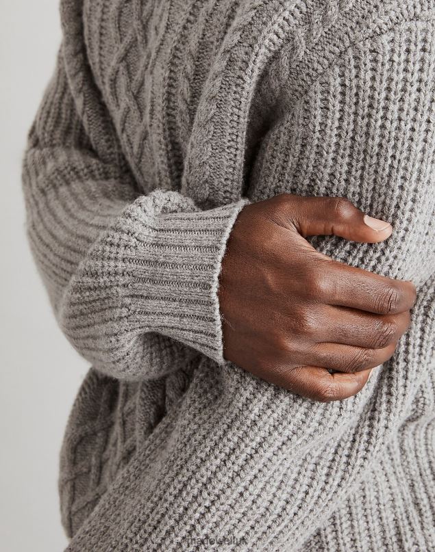 Madewell Men Cabled Crewneck Sweater Clothing Hthr Grey 8P486333