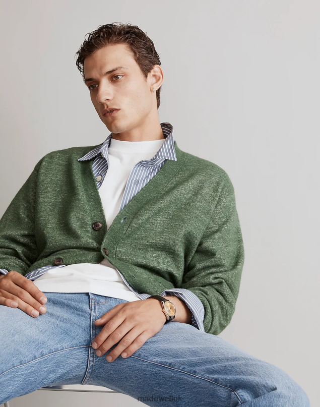 Madewell Men Fuzzy Cardigan Sweater Clothing Light Heather Brown 8P486342