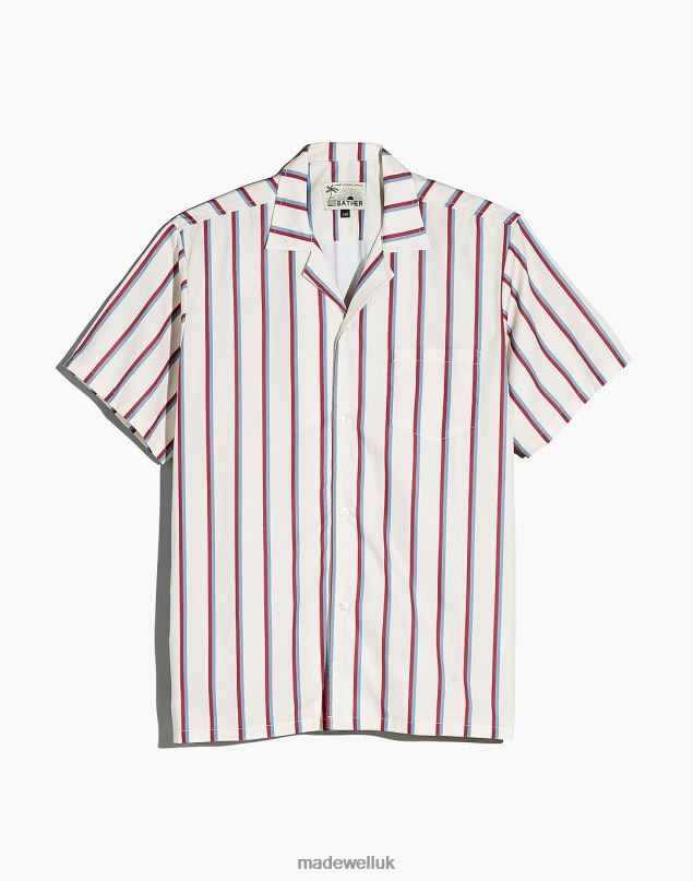 Madewell Men Bather Camp Shirt Clothing Red And Blue Fine Stripe 8P486391