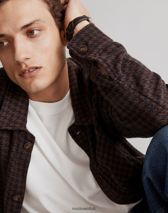 Madewell Men Boxy Shirt-Jacket Houndstooth Clothing Ink 8P486313