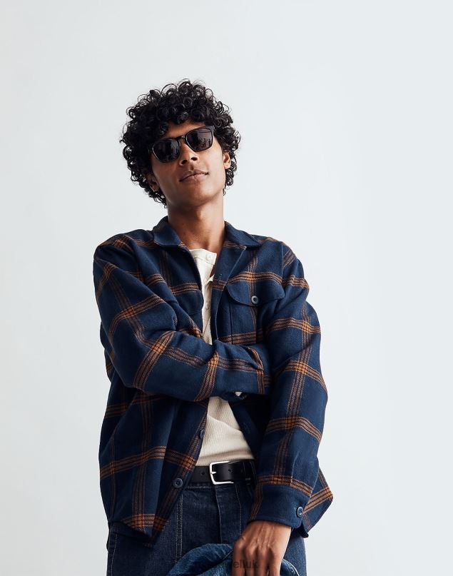 Madewell Men Brushed Flannel Easy Shirt-Jacket Clothing Black Coal 8P486309