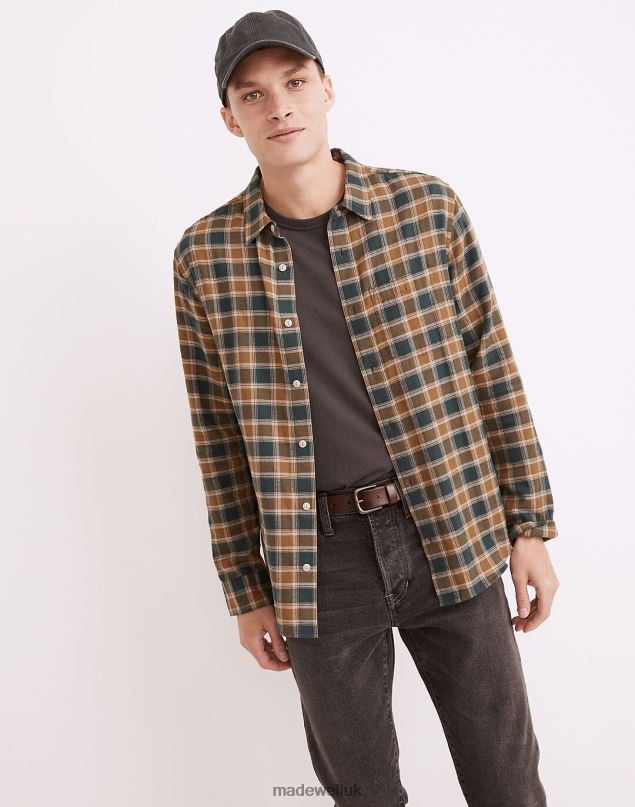 Madewell Men Perfect Long-Sleeve Shirt Herringbone Plaid Clothing Harvest Moon 8P486284