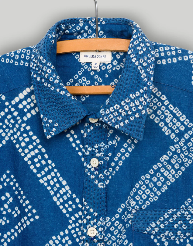 Madewell Men Umber & Ochre Kabir Short-Sleeve Shirt Clothing Indigo 8P486296