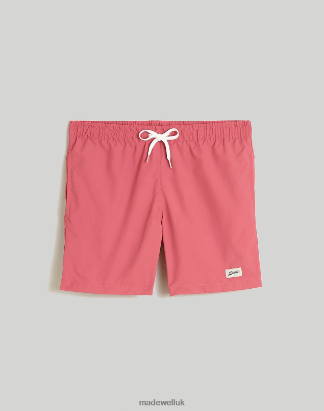 Madewell Men Bather Swim Trunks in Solid Clothing Solid Mauvewood 8P486390