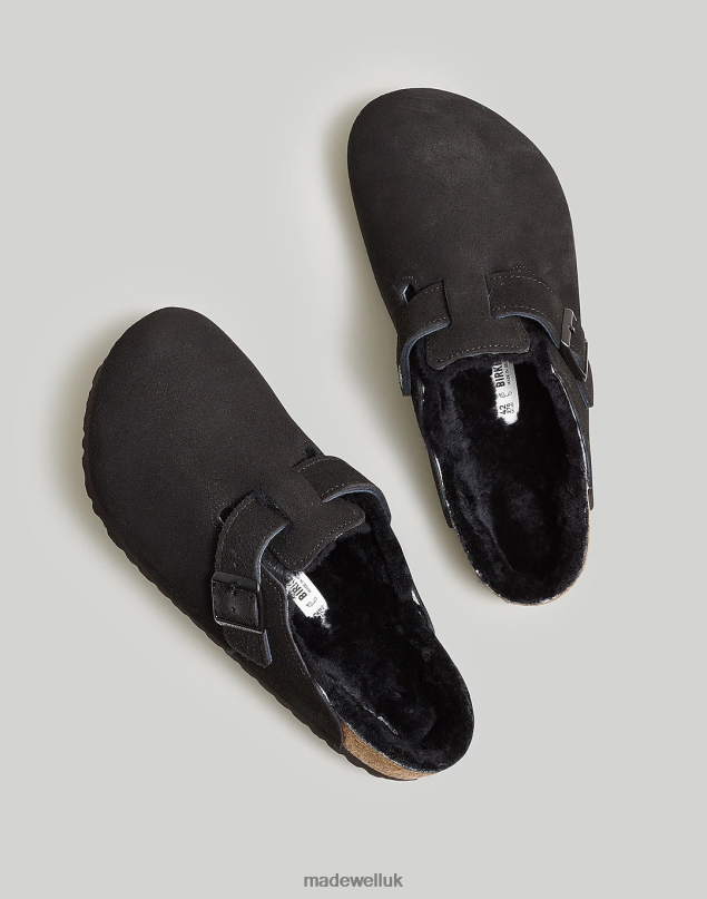 Madewell Men Birkenstock Suede Boston Clogs Footwear Black 8P486392