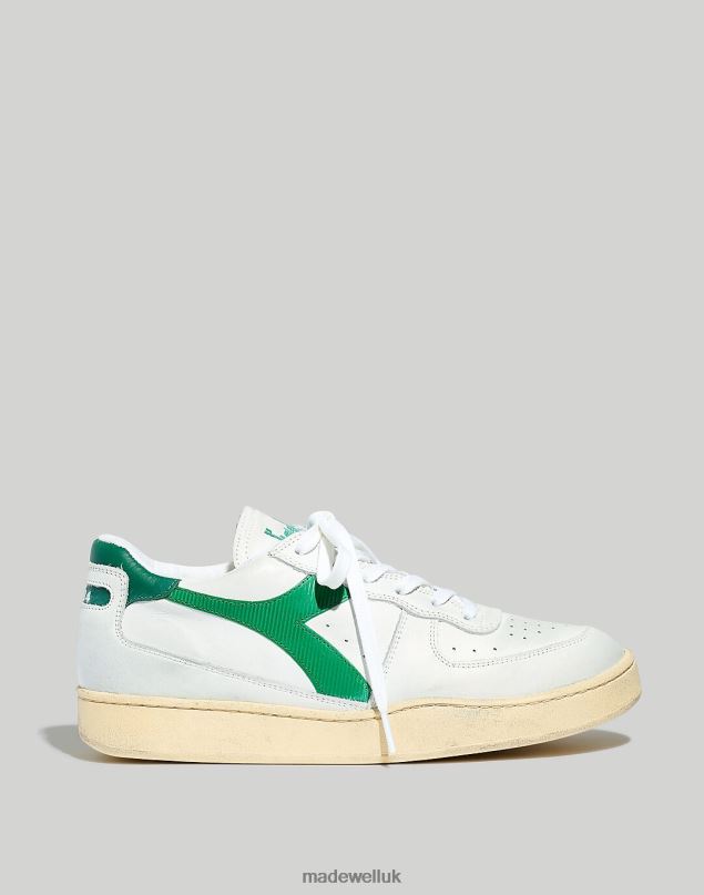 Madewell Men Diadora Mi Basket Lo Used Sneakers Footwear White/Verdant Green 8P486625