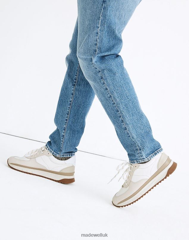 Madewell Men Kickoff Trainer Sneakers in Neutral Colorblock Leather Footwear Antique Cream Multi 8P486632
