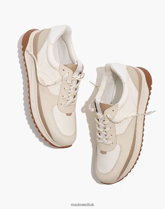 Madewell Men Kickoff Trainer Sneakers in Neutral Colorblock Leather Footwear Antique Cream Multi 8P486632