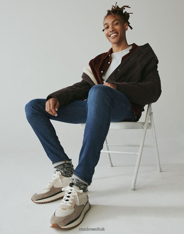 Madewell Men Kickoff Trainer Sneakers in (Re)sourced Canvas and Suede Footwear Moon Rock Multi 8P486631