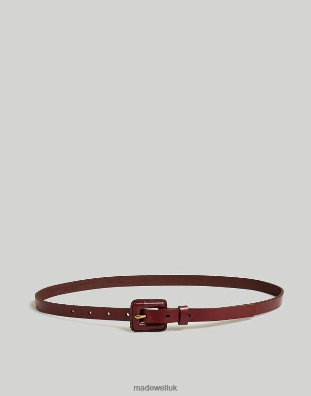 Madewell Women Pebbled Leather Covered-Buckle Belt Accessories Dark Cabernet 8P486745