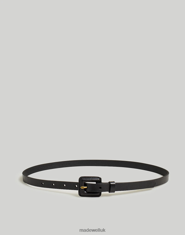 Madewell Women Pebbled Leather Covered-Buckle Belt Accessories True Black 8P486746