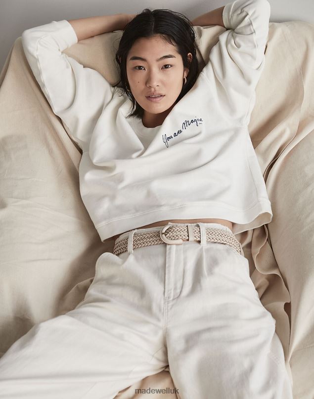 Madewell Women Woven Leather Belt Accessories Pale Oyster 8P486750