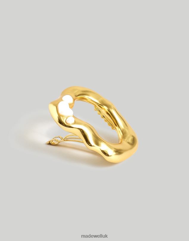 Madewell Women Sculptural Pearl Circle Barrette Accessories Vintage Gold 8P486776