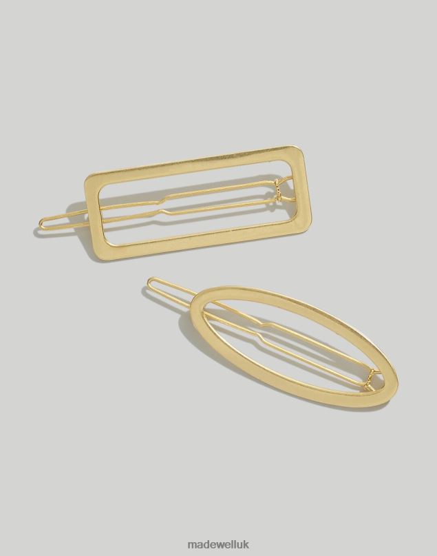 Madewell Women Two-Pack Open Shape Hair Clips Accessories Vintage Gold 8P486764