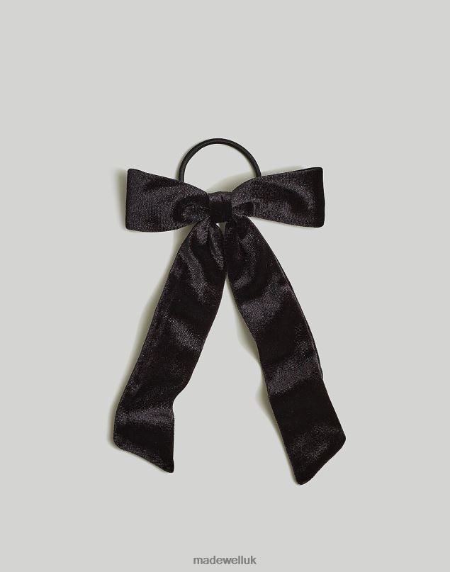 Madewell Women Velvet Bow Hair Tie Accessories Black Coal 8P486787