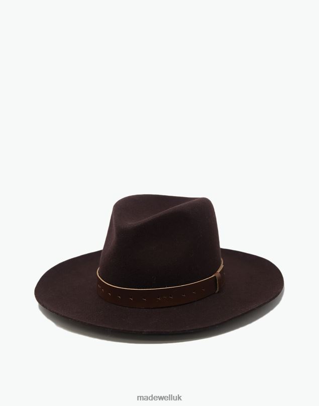 Madewell Women WYETH Wool Felt Harper Wide-Brim Fedora Hat Accessories Brown 8P486814