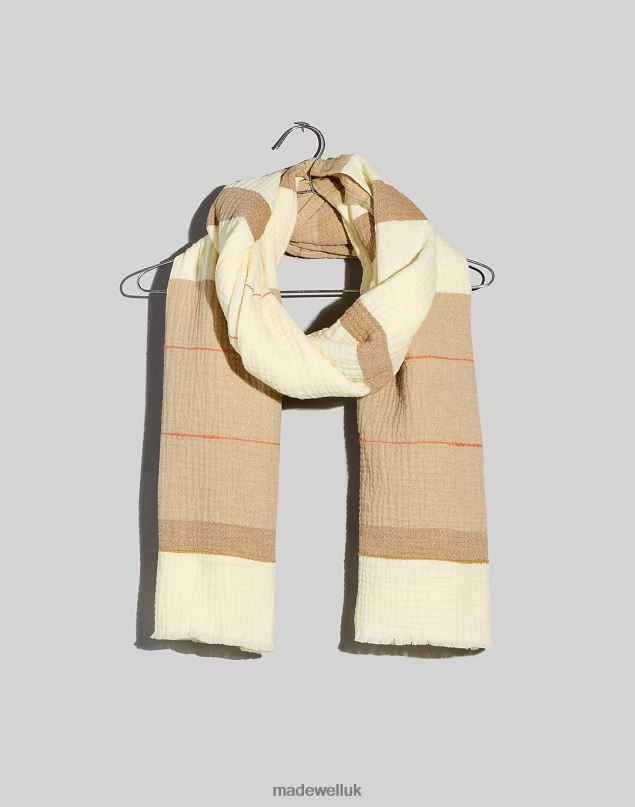 Madewell Women Striped Textured Scarf Accessories Antique Cream 8P4861000