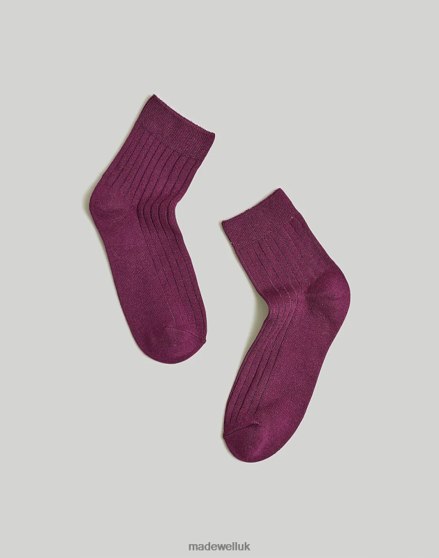 Madewell Women Slinky Ribbed Ankle Socks Accessories Spiced Plum 8P4861013