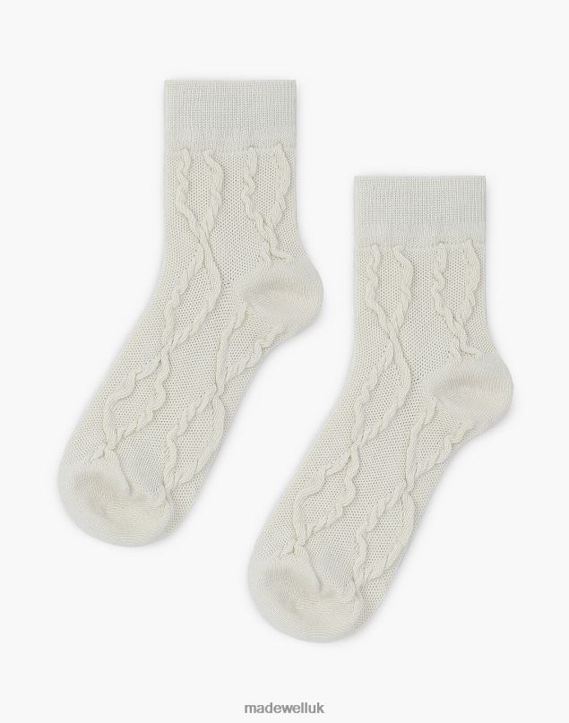 Madewell Women tailored union Cable Socks Accessories Off White 8P4862310