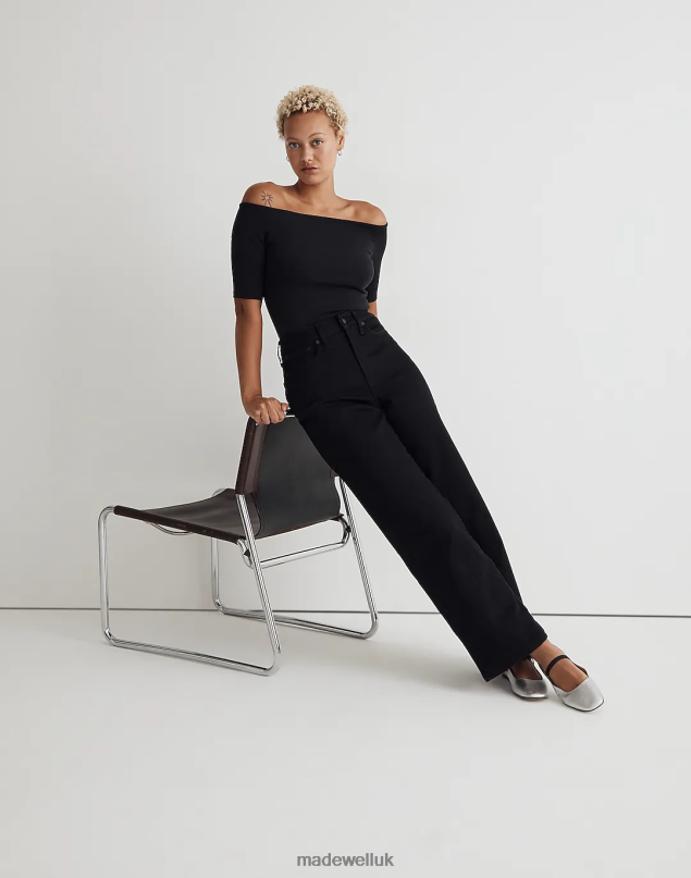 Madewell Women The Curvy Perfect Vintage Wide-Leg Jean Clothing Black Rinse Wash 8P4861097