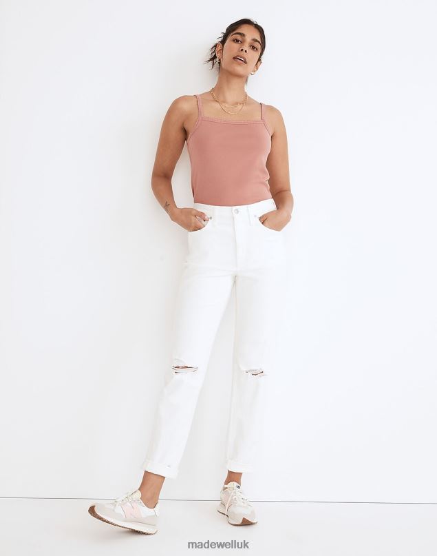 Madewell Women The High-Rise Slim BoyJean Clothing Tile White 8P4862560