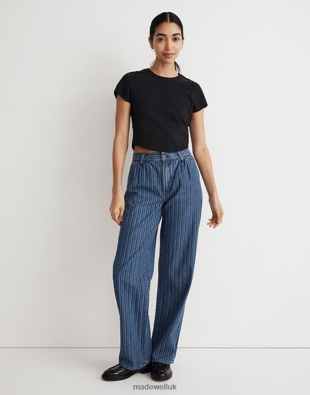 Madewell Women The Perfect Vintage Wide-Leg Trouser Jean Indigo Stripe Clothing Indigo Dobby Stripe 8P4862481