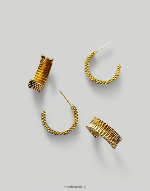 Madewell Women Abcrete & Co. Chunky Striped Hoop Earrings Jewelry Gold 8P4861450