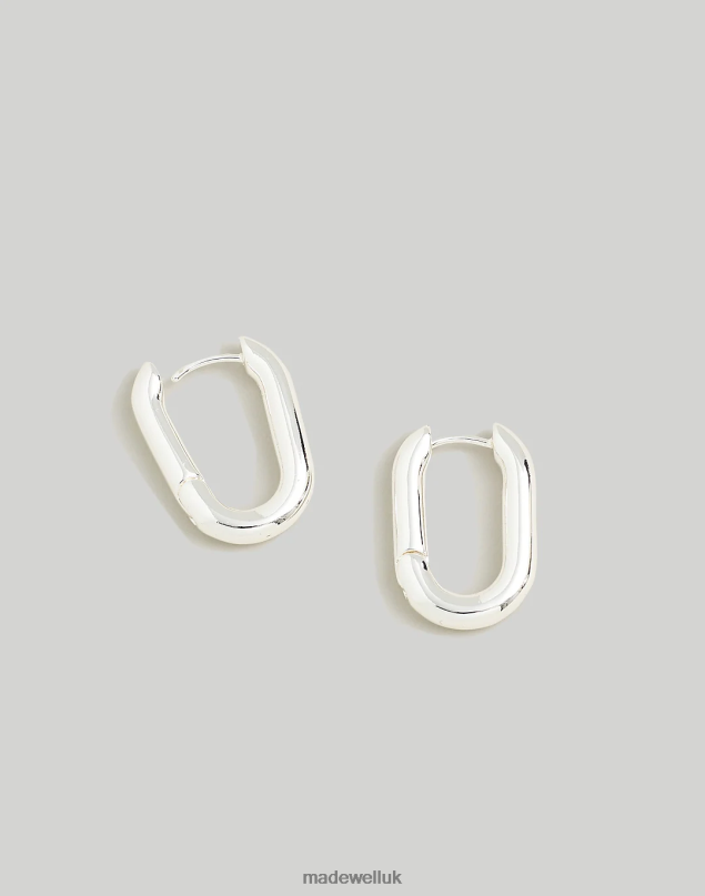Madewell Women Carabiner Hoop Earrings Jewelry Polished Silver 8P486896