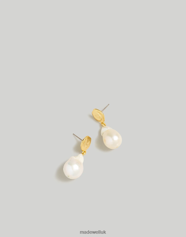 Madewell Women Casted Pearl Statement Earrings Jewelry Vintage Gold 8P486926