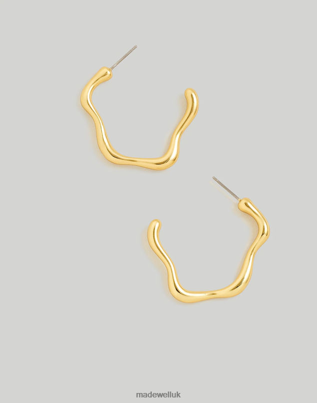 Madewell Women Chunky Squiggle Hoop Earrings Jewelry Vintage Gold 8P486861