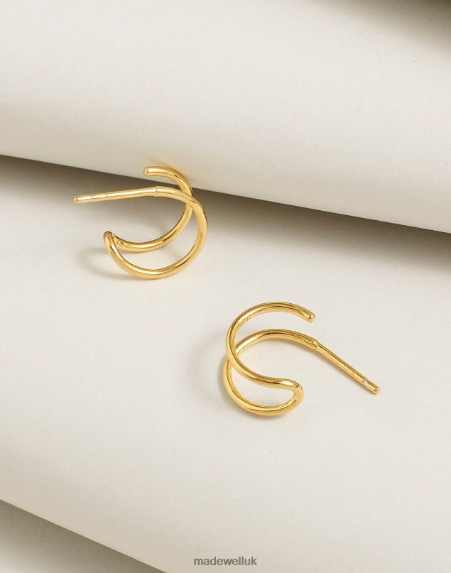 Madewell Women Delicate Collection Demi-Fine Plated Double Hoop Earrings Jewelry 14K Gold 8P486881