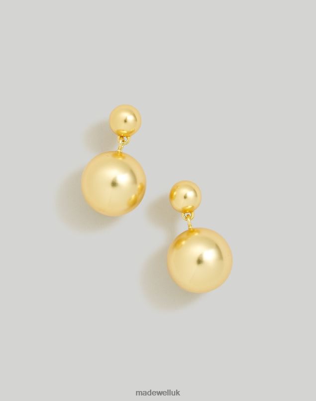 Madewell Women Double Orb Drop Earrings Jewelry Vintage Gold 8P486873