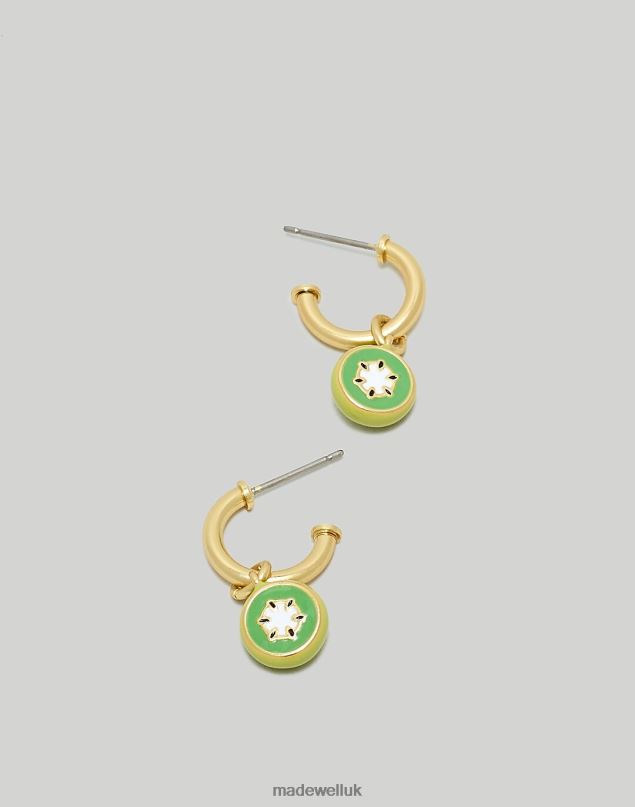 Madewell Women Enamel Kiwi Huggie Hoop Earrings Jewelry Seedling 8P486884