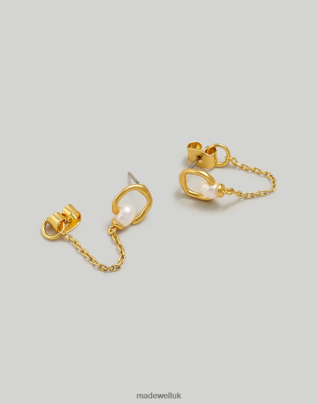 Madewell Women Freshwater Pearl Chain Earrings Jewelry Pale Gold 8P486845